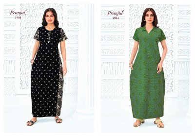 Pranjul Pragati Vol-19 Nighty Gown – Pure Cotton Printed Nighty night wear catalogs