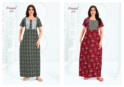 Pranjul Pragati Vol-19 Nighty Gown – Pure Cotton Printed Nighty night wear catalogs