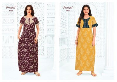 Pranjul Pragati Vol-19 Nighty Gown – Pure Cotton Printed Nighty night wear catalogs