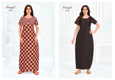 Pranjul Pragati Vol-19 Nighty Gown – Pure Cotton Printed Nighty night wear catalogs