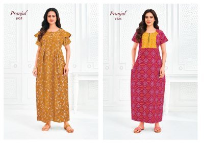 Pranjul Pragati Vol-19 Nighty Gown – Pure Cotton Printed Nighty night wear catalogs
