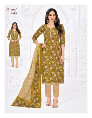 Pranjul Priyanka Vol 26 Heavy Cotton Unstitched Dress Material Premium Printed Top  Bottom And Dupatta  Wholesale dress material catalogs