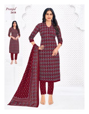 Pranjul Priyanka Vol 26 Heavy Cotton Unstitched Dress Material Premium Printed Top  Bottom And Dupatta  Wholesale dress material catalogs