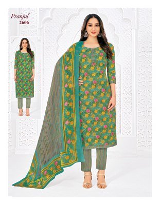 Pranjul Priyanka Vol 26 Heavy Cotton Unstitched Dress Material Premium Printed Top  Bottom And Dupatta  Wholesale dress material catalogs