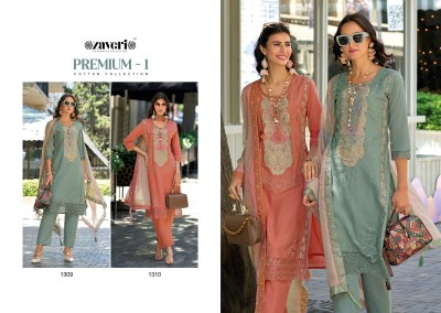 Premium 1 by Zaveri Cotton Embroidered top bottom and dupatta catalogue at low rate readymade suit catalogs