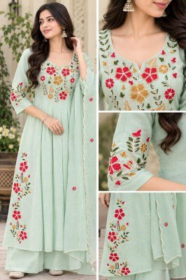 Premium 3 PCS Collection Mul Chanderi Top with Elephant Palazzo Dupatta Size wise Combo Set
