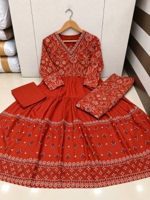 Premium 3-Piece Anarkali Suit Collection Heavy Cotton Hand Work Size wise Combo Set