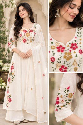 Premium 3-Piece Mul Chanderi Top Elephant Palazzo Dupatta Combo Set Size wise Combo Set