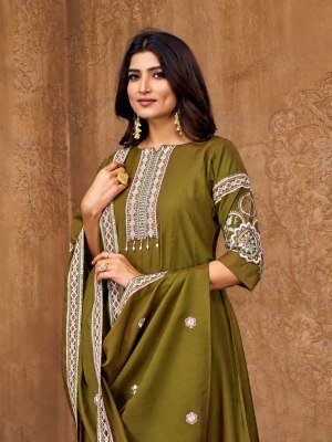 Premium 3 Piece Two Tone Roman Silk Rangila Feel Suit Set Size wise Combo Set
