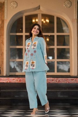 Premium Boutique Co-Ord Set Collection – Floral Appliqué Patch and Embroidery Work  Size wise Combo Set