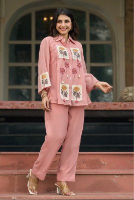 Premium Boutique Co-Ord Set Collection – Floral Appliqué Patch and Embroidery Work  Size wise Combo Set