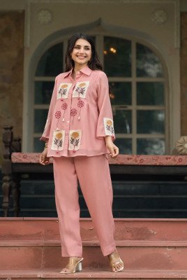Premium Boutique Co-Ord Set Collection – Floral Appliqué Patch and Embroidery Work  Size wise Combo Set