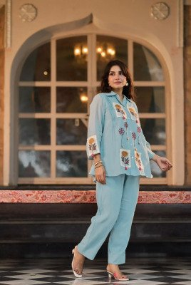 Premium Boutique Co-Ord Set Collection – Floral Appliqué Patch and Embroidery Work  Size wise Combo Set