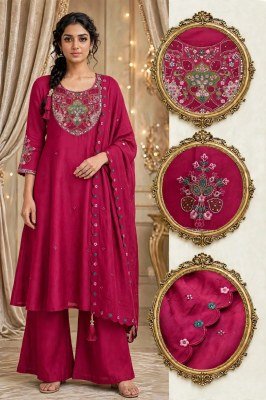 Premium Coral 3 Pcs Collection  Top, Palazzo and Dupatta Set Size wise Combo Set
