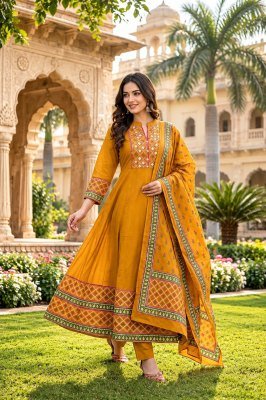 Premium Cotton 12 Kali Anarkali Set with Printed Mulmul Dupatta Size wise Combo Set