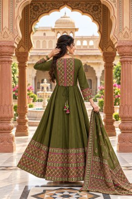 Premium Cotton 12 Kali Anarkali Set with Printed Mulmul Dupatta Size wise Combo Set