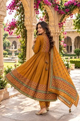 Premium Cotton 12 Kali Anarkali Set with Printed Mulmul Dupatta Size wise Combo Set