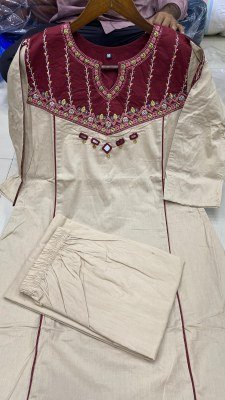 Premium Cotton 2-Piece Embroidery Work Suit Set for Women Size wise Combo Set