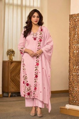 Premium Cotton 60×60 3-Piece Straight Kurti Pant Dupatta Set with Heavy Thread Embroidery Size wise Combo Set