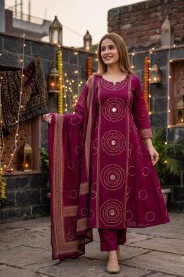 Premium Cotton A - line3 Pcs Collection – Kurti, Pant and Dupatta Size wise Combo Set