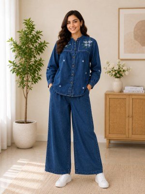 Premium Cotton Denim Floral Print Co-Ord Set Collection co ord set catalogs