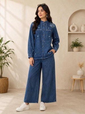 Premium Cotton Denim Floral Print Co-Ord Set Collection co ord set catalogs