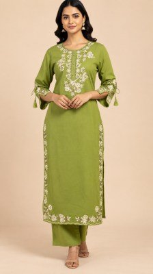 Premium Cotton Embroidery Work 2-Piece Co-Ord Set – Top & Bottom Size wise Combo Set