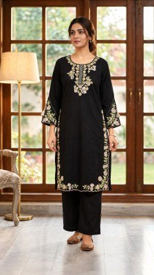 Premium Cotton Embroidery Work 2-Piece Co-Ord Set – Top & Bottom Size wise Combo Set