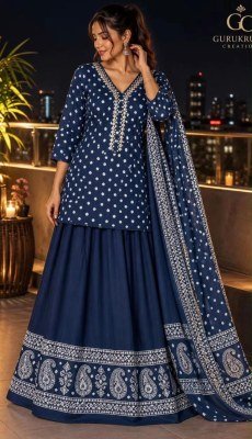 Premium Cotton Gopi Dress 3-Piece Set with Kurti and 3.5M Flared Skirt Size wise Combo Set