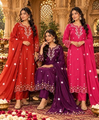 Premium Cotton Mal Chanderi 3 Pcs Suit Set Size wise Combo Set