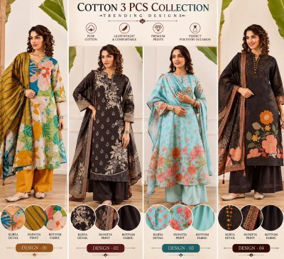 Premium Cotton Placement Print 3-Piece Collection Combo Set Size wise Combo Set