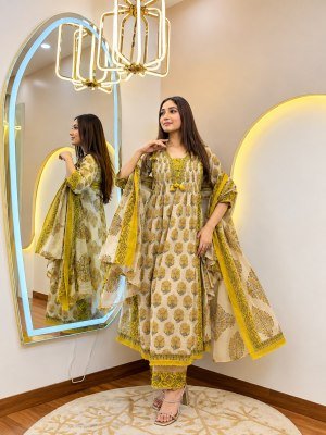 Premium Cotton Taj Anarkali Full Flair Tubelight and Heavy Embroidery Collection Size wise Combo Set