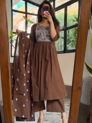 Premium Cotton Taj Super Collection 3 Piece Flair Kurta Bottom Dupatta Set kurti pant with dupatta Catalogs