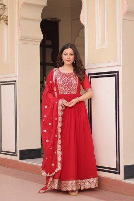 Premium Designer Faux Blooming Embroidered Gown with Sequins Dupatta gown catalogs