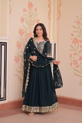 Premium Designer Faux Blooming Embroidered Gown with Sequins Dupatta gown catalogs