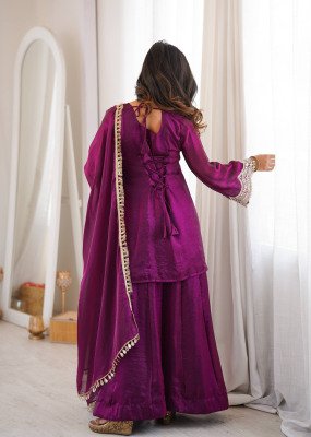 Premium Fendy Silk Sharara Palazzo Suit Wholesale readymade suit catalogs