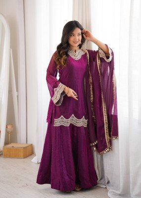 Premium Fendy Silk Sharara Palazzo Suit Wholesale readymade suit catalogs