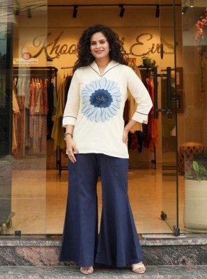 Premium Floral Mirror Work Co-Ord Set for Women Mal Cotton Top and Bottom Size wise Combo Set