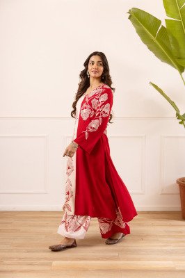 Premium German Rayon Co-ord Set with Placement Print & Neck Work  co ord set catalogs