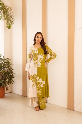 Premium German Rayon Co-ord Set with Placement Print & Neck Work  co ord set catalogs