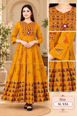 Premium Heavy Rayon Printed One-Piece Dress with Embroidery Work kurtis catalogs