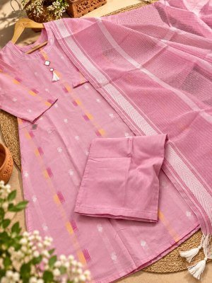 Premium Linen Dobby Cotton 3-Piece Set – A-Line Mirror Work Top, Palazzo Pant and Dupatta Size wise Combo Set