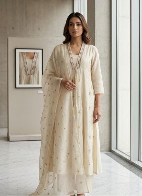 Premium Mal Cotton Embroidered Anarkali Kurti Pant Dupatta 3-Piece Set wholesale catalogs