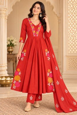 Premium Mul Chanderi Silk 3 Pcs Designer Set Embroidery and Handwork wholesale catalogs