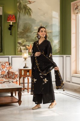 Premium Mul-Mul Cotton 3-Piece Kurti Plazo Set with Neck Work Fancy Palazzo suit catalogue