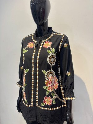 Premium Pure Cambric Cotton Embroidered Kurta Pant Set with Cotton Inner co ord set catalogs