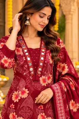 Premium Pure Cotton 3 Piece Farshi Salwar Suit Collection Size wise Combo Set
