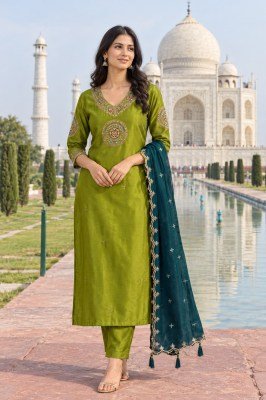 Premium Pure Gaji Silk Kurti Pant Dupatta Set with Dupatta kurti pant with dupatta Catalogs