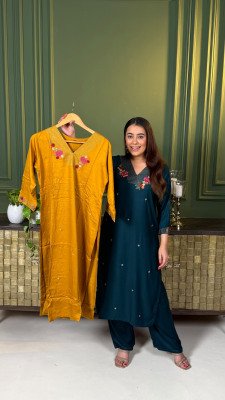 Premium Pure Gaji Silk Work Kurti with Palazzo wholesale catalogs