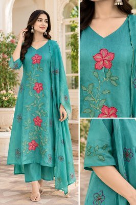 Premium Pure Mul Chanderi Embroidered Kurti Palazzo Set with Cotton Inner and Dupatta  wholesale catalogs
